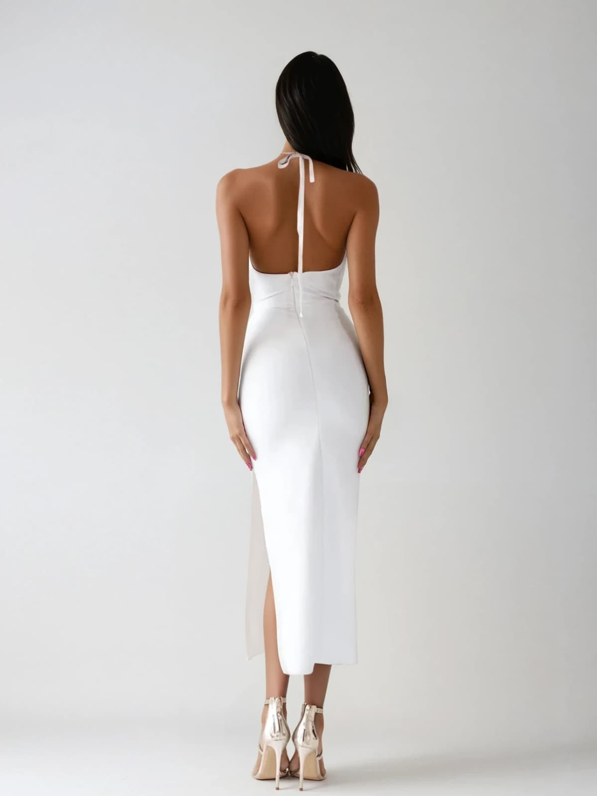 Saphira Halterneck Cutout Bandage Midi Dress