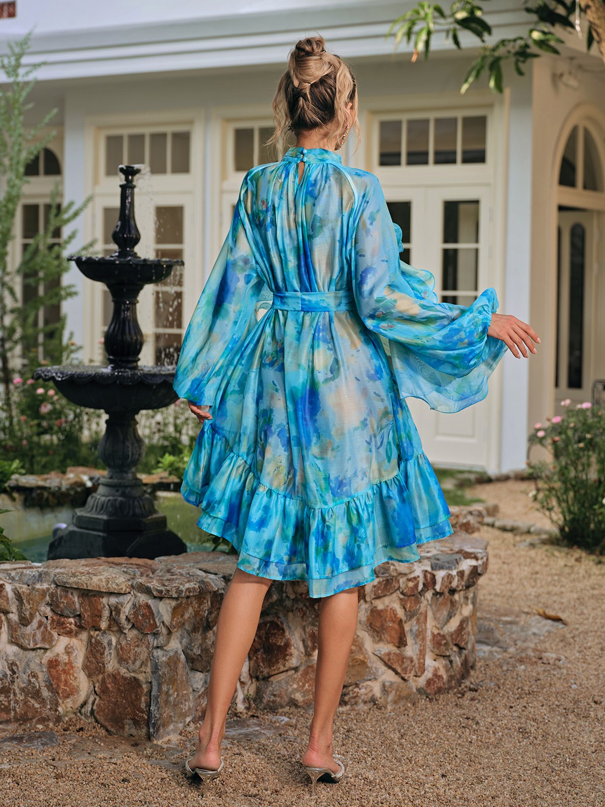 Sareh Ruffle Tiered Printed Mini Dress