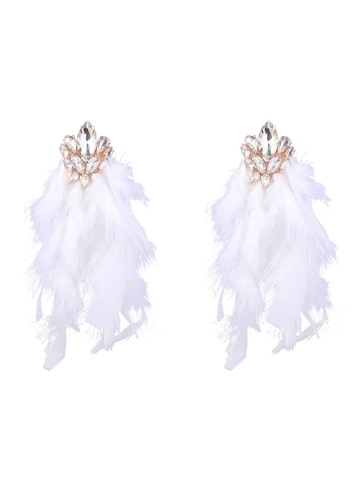 Sayda Rhinestone Feather Earrings