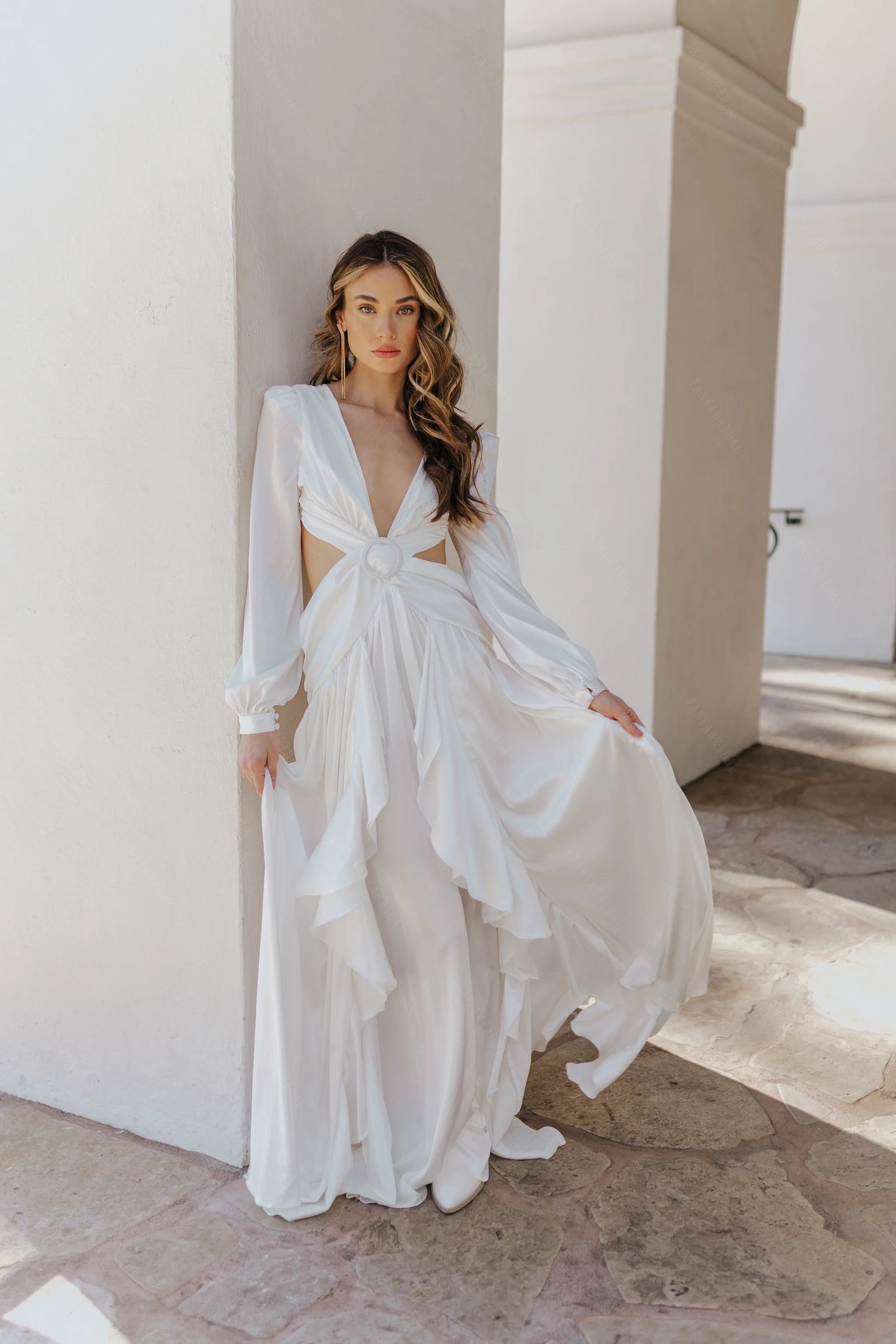 Selly V-Neck Summer Cutout Wedding Dress