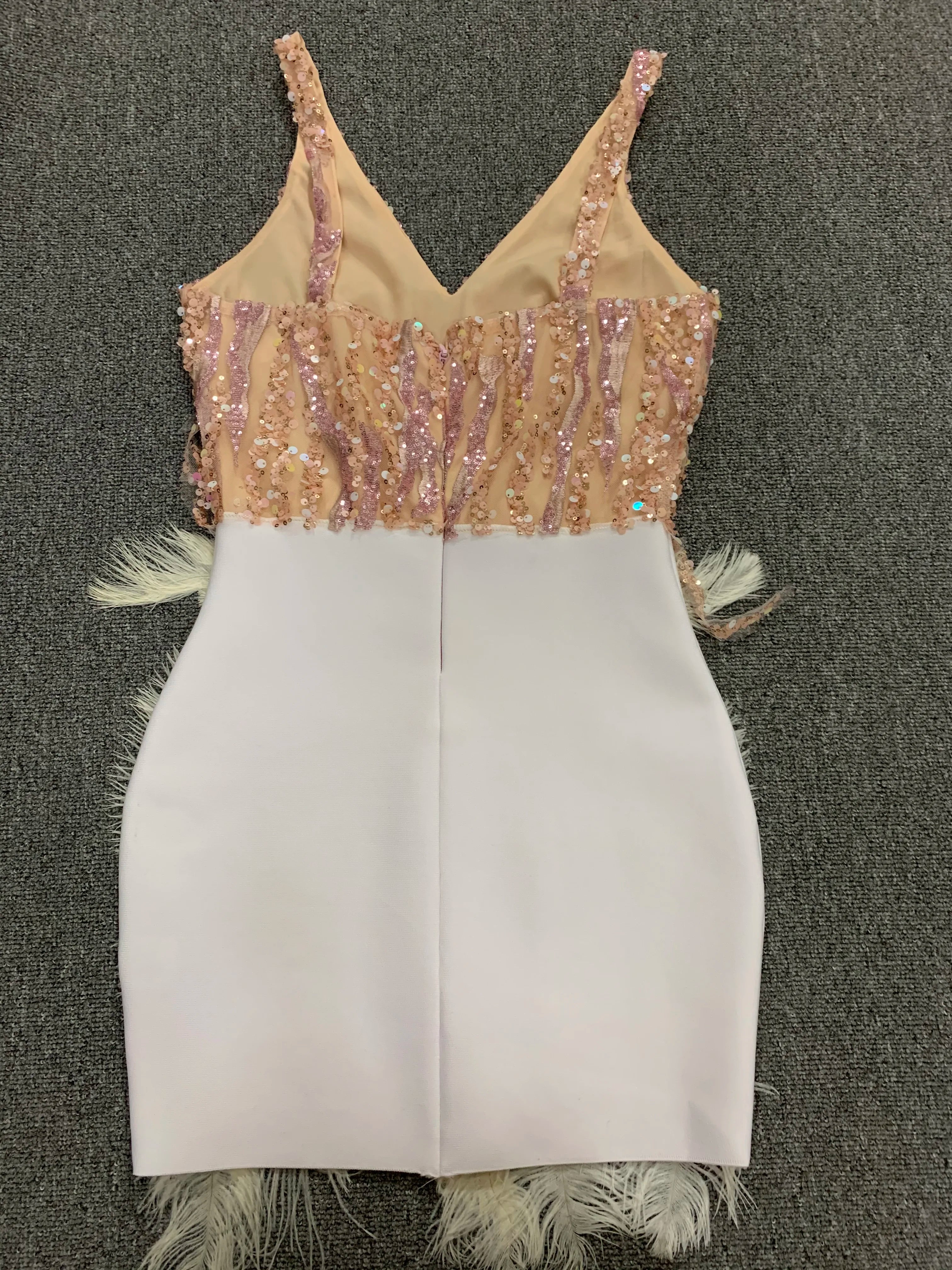 Allure Feather V-neck Sequin Dress