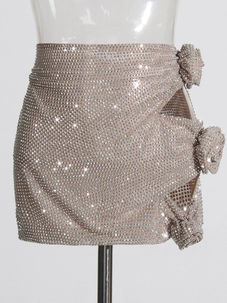 Chic Elegant Flowers Rhinestone Dress