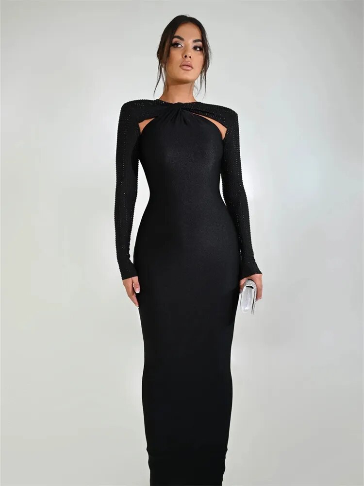 Tight Long Sleeve Stitching Dress