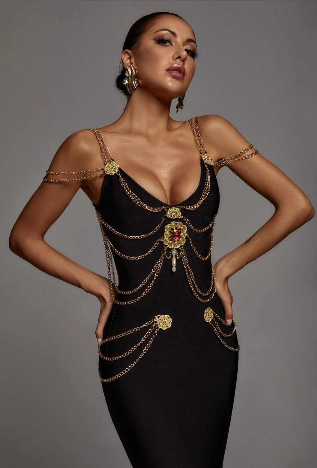 Chain Diamond Slim Fit Tight Bandage Dress