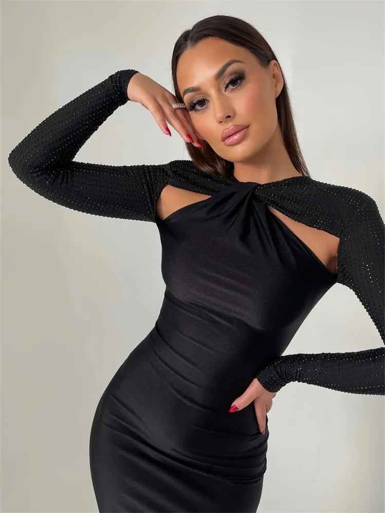 Tight Long Sleeve Stitching Dress