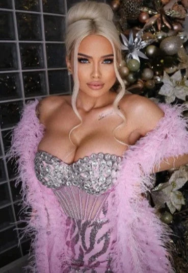 Allure Corset Rhinestone Sequined Embroidered Dress