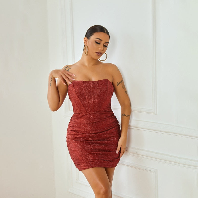 Iveniya Glitter strapless Party Dress