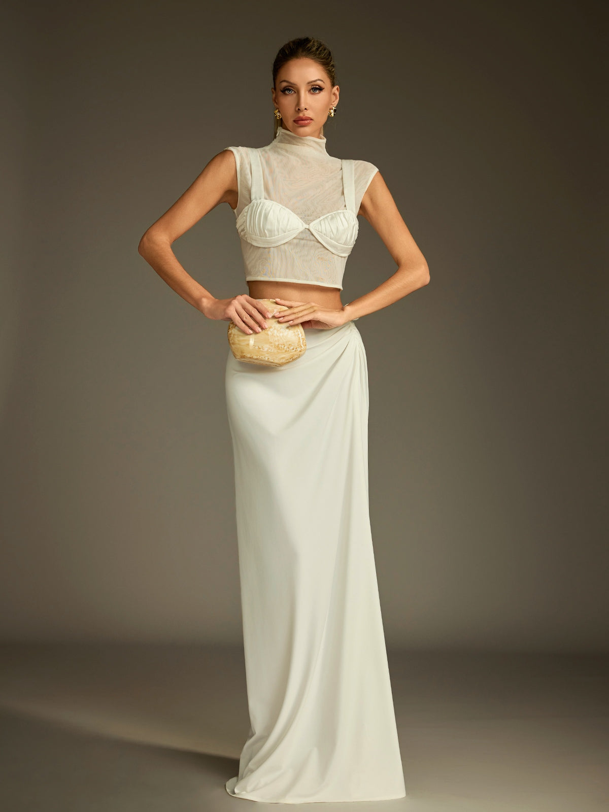 Sexmir High Neck Skirt Set