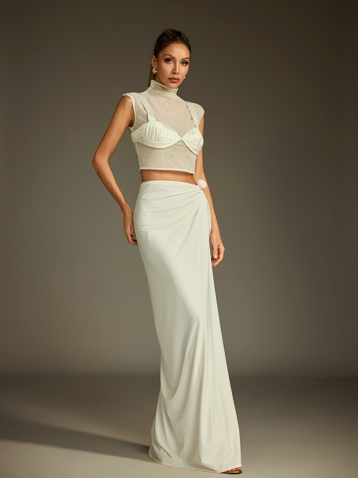 Sexmir High Neck Skirt Set