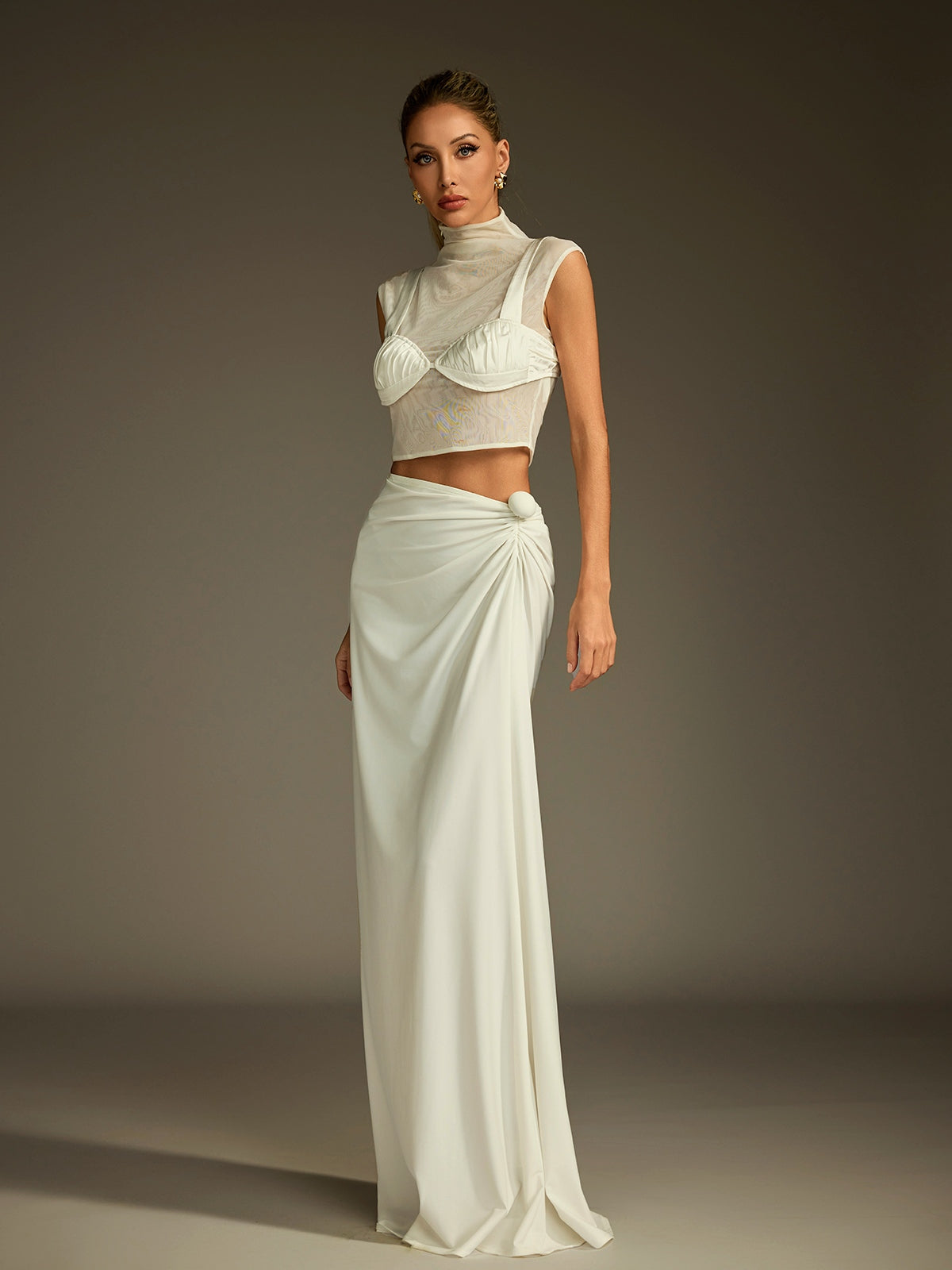 Sexmir High Neck Skirt Set