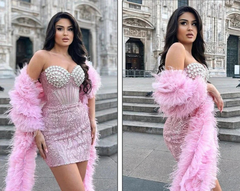 Allure Corset Rhinestone Sequined Embroidered Dress