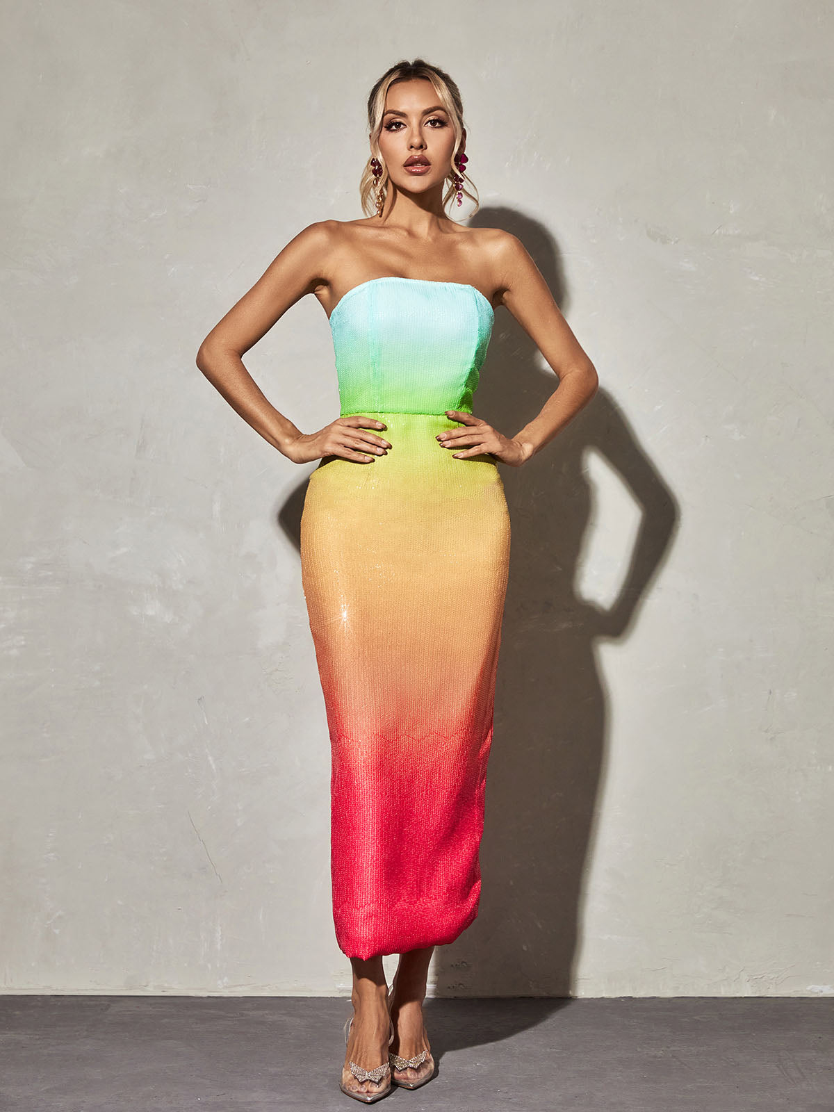 Ailya Strapless Sequin Dime Dress