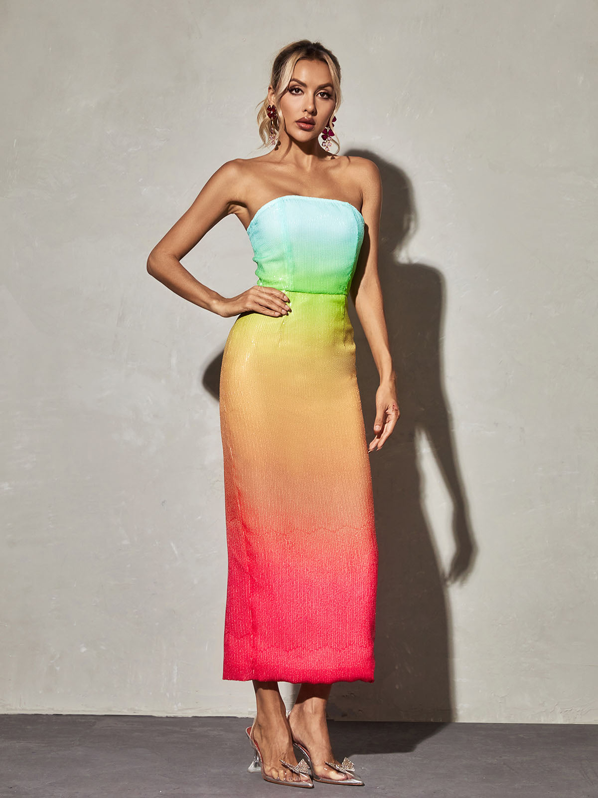 Ailya Strapless Sequin Dime Dress