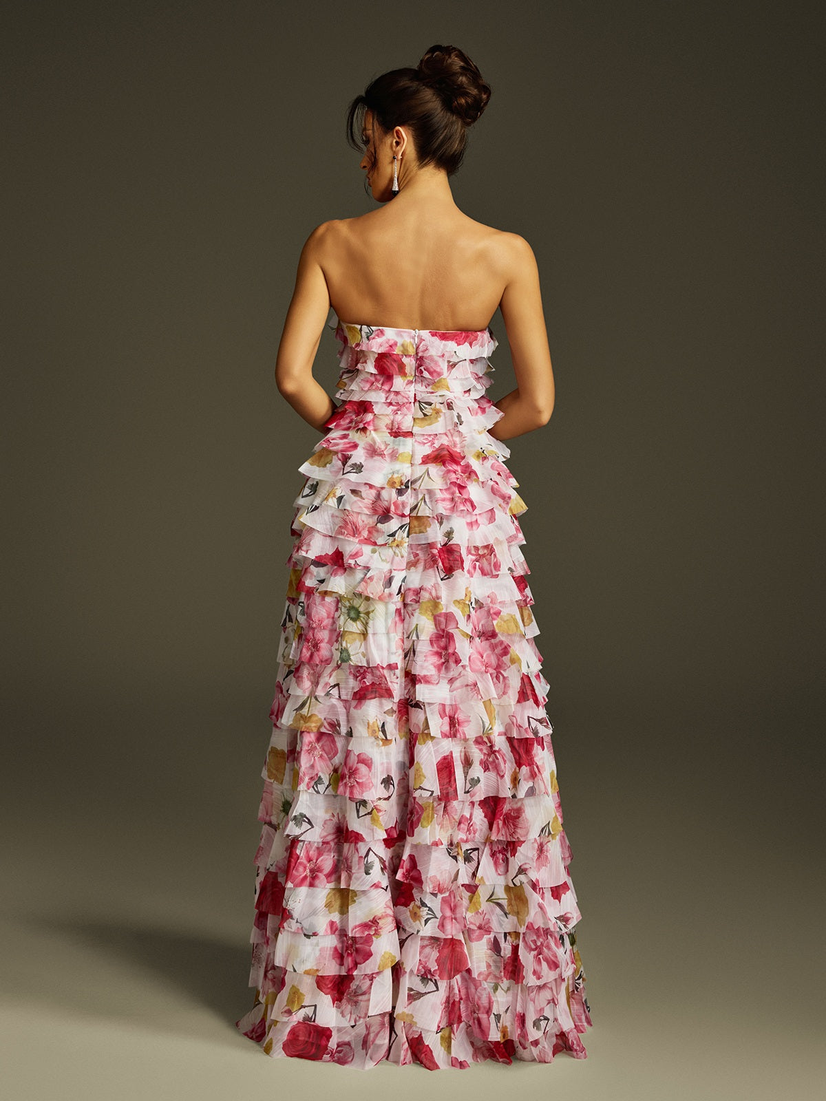 Solum Strapless Tiered Floral Maxi Dress
