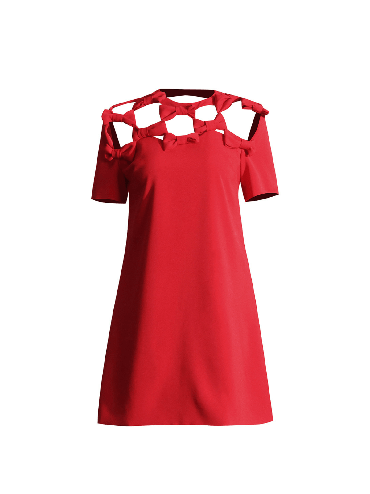 Sunni Bow Hollow Mini Dress features a stylish bow detail and hollow design, perfect for casual and formal occasions.