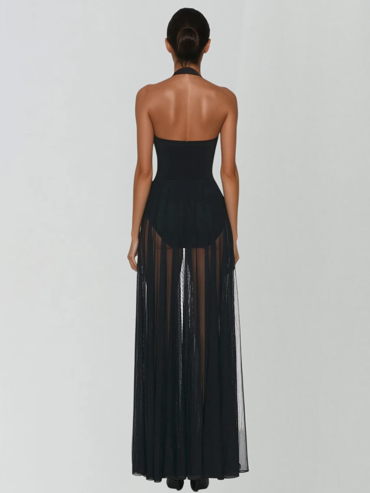 Syronix Halterneck Mesh Maxi Dress