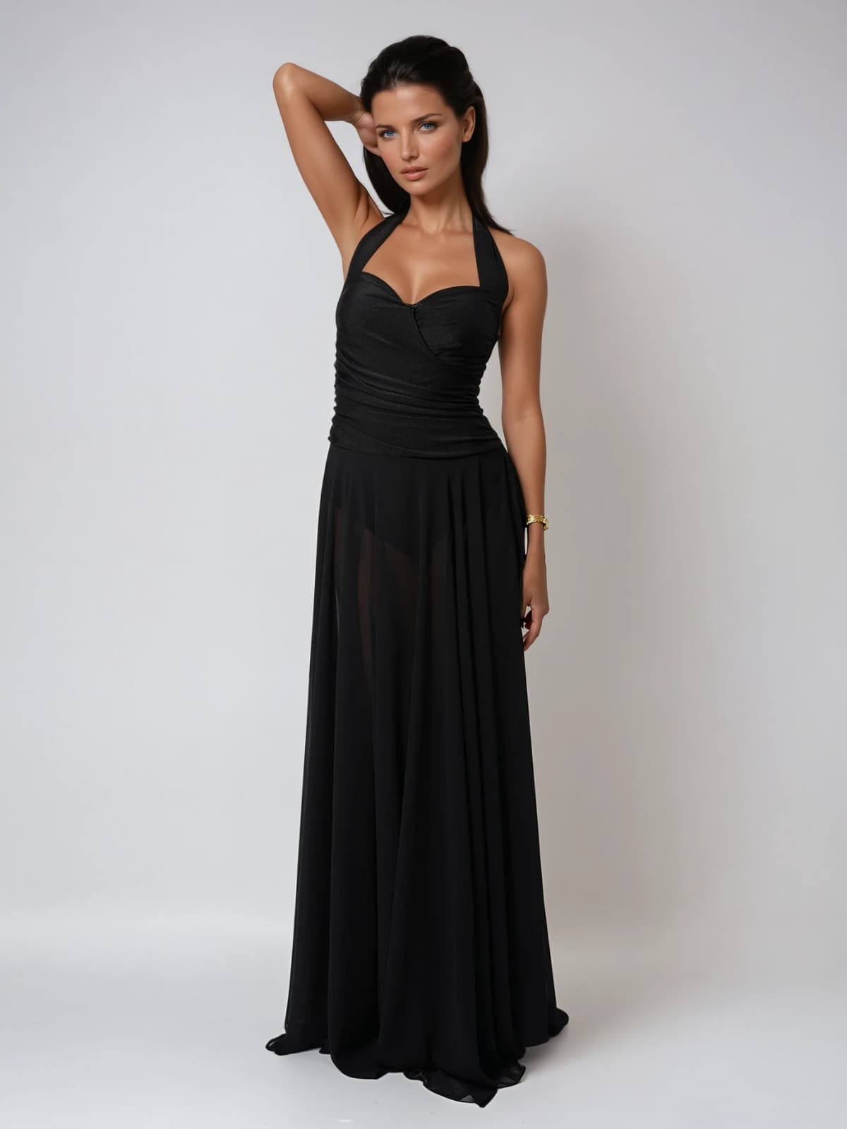 Syronix Halterneck Mesh Maxi Dress