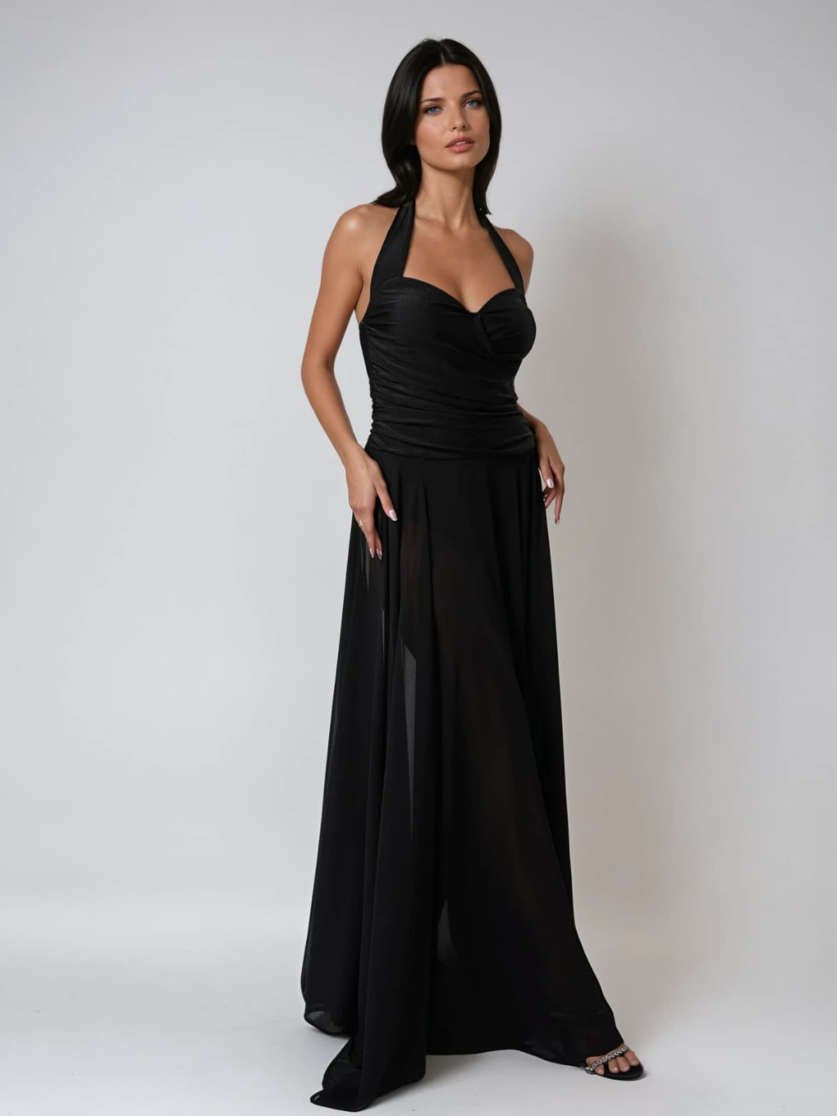 Syronix Halterneck Mesh Maxi Dress