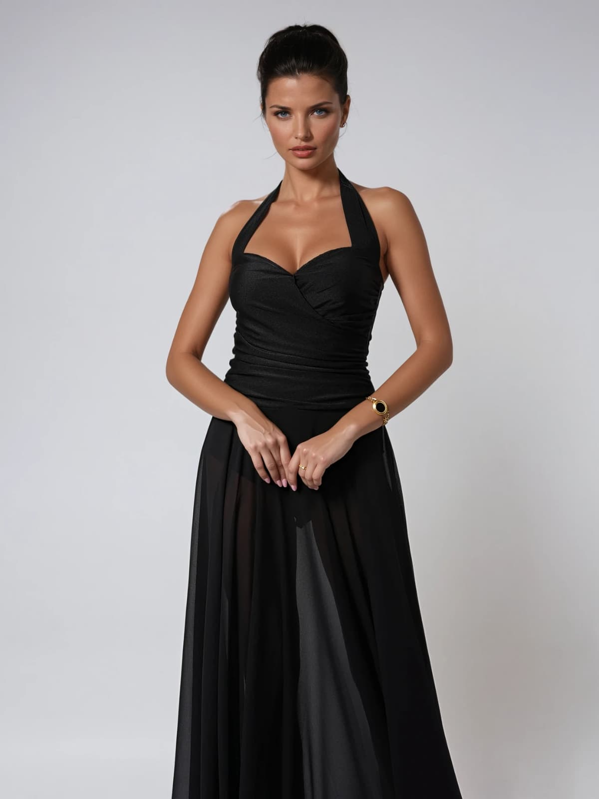 Syronix Halterneck Mesh Maxi Dress