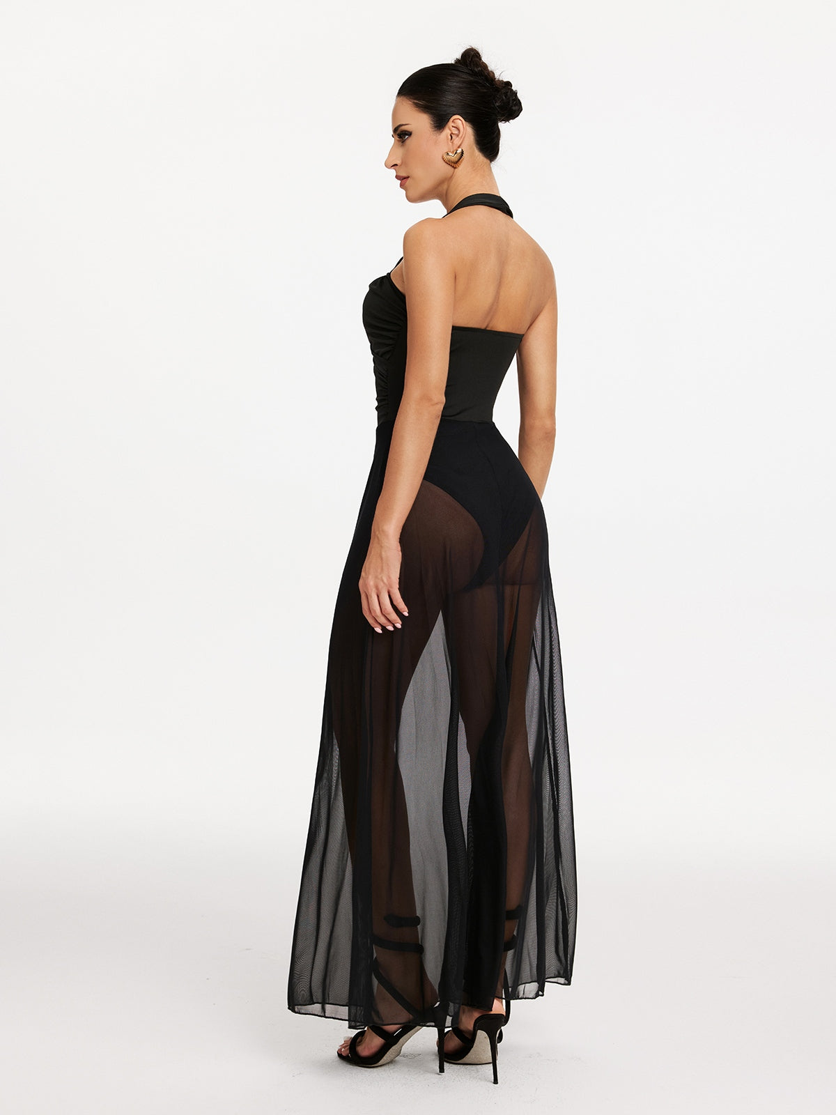 Syronix Halterneck Mesh Maxi Dress