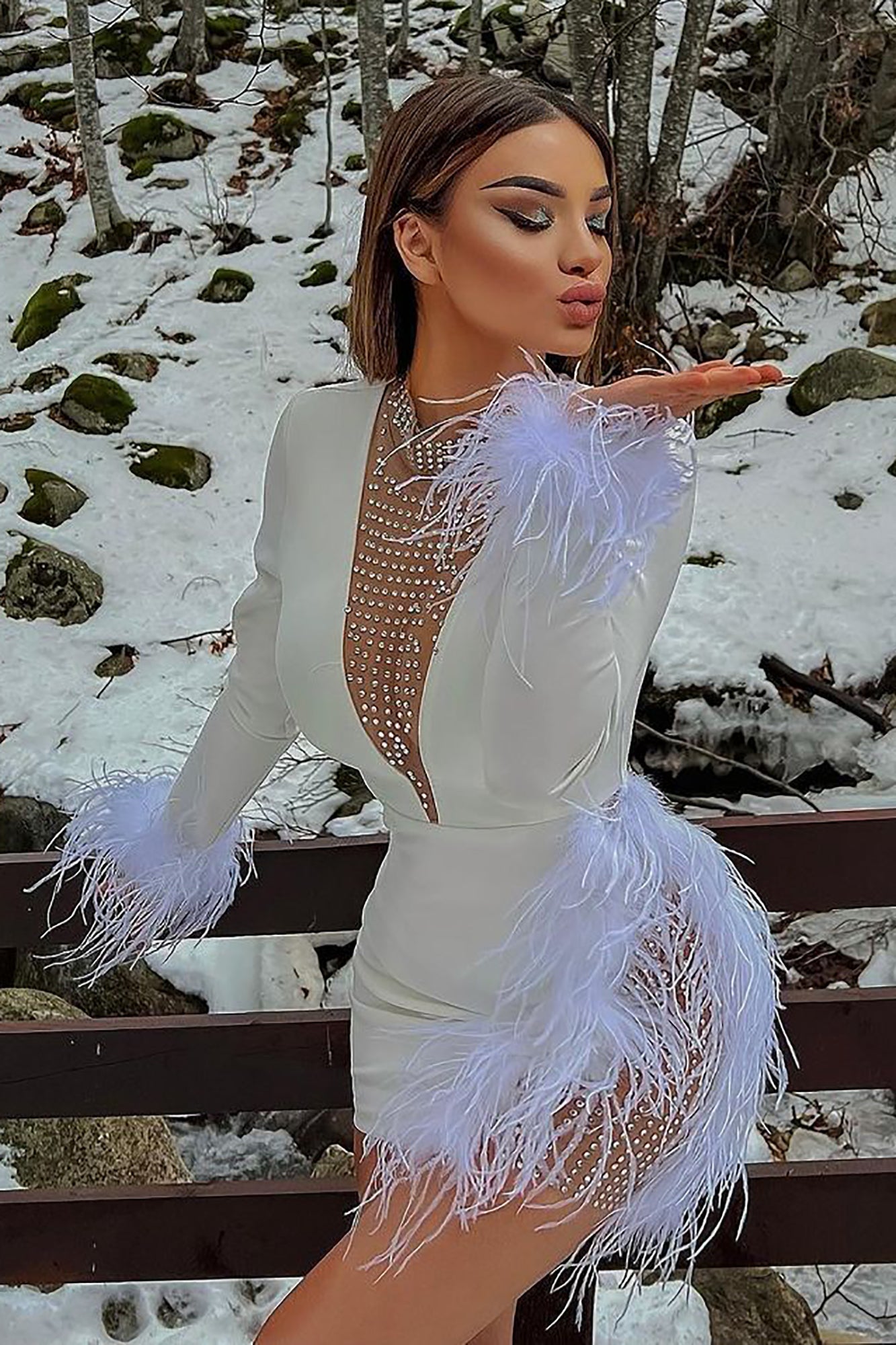 CHIC CELEB FUR MINI PARTY DRESS