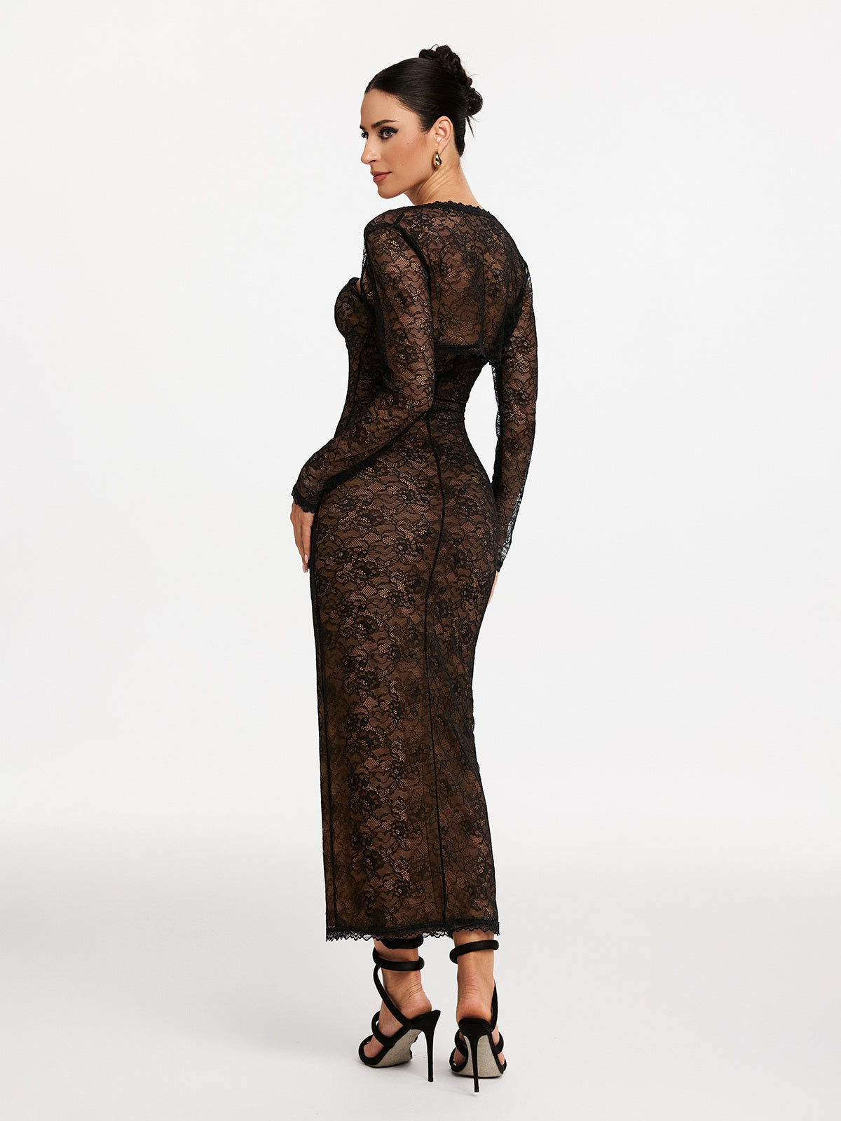 Ulthris Shawl Strapless Lace Maxi Dress