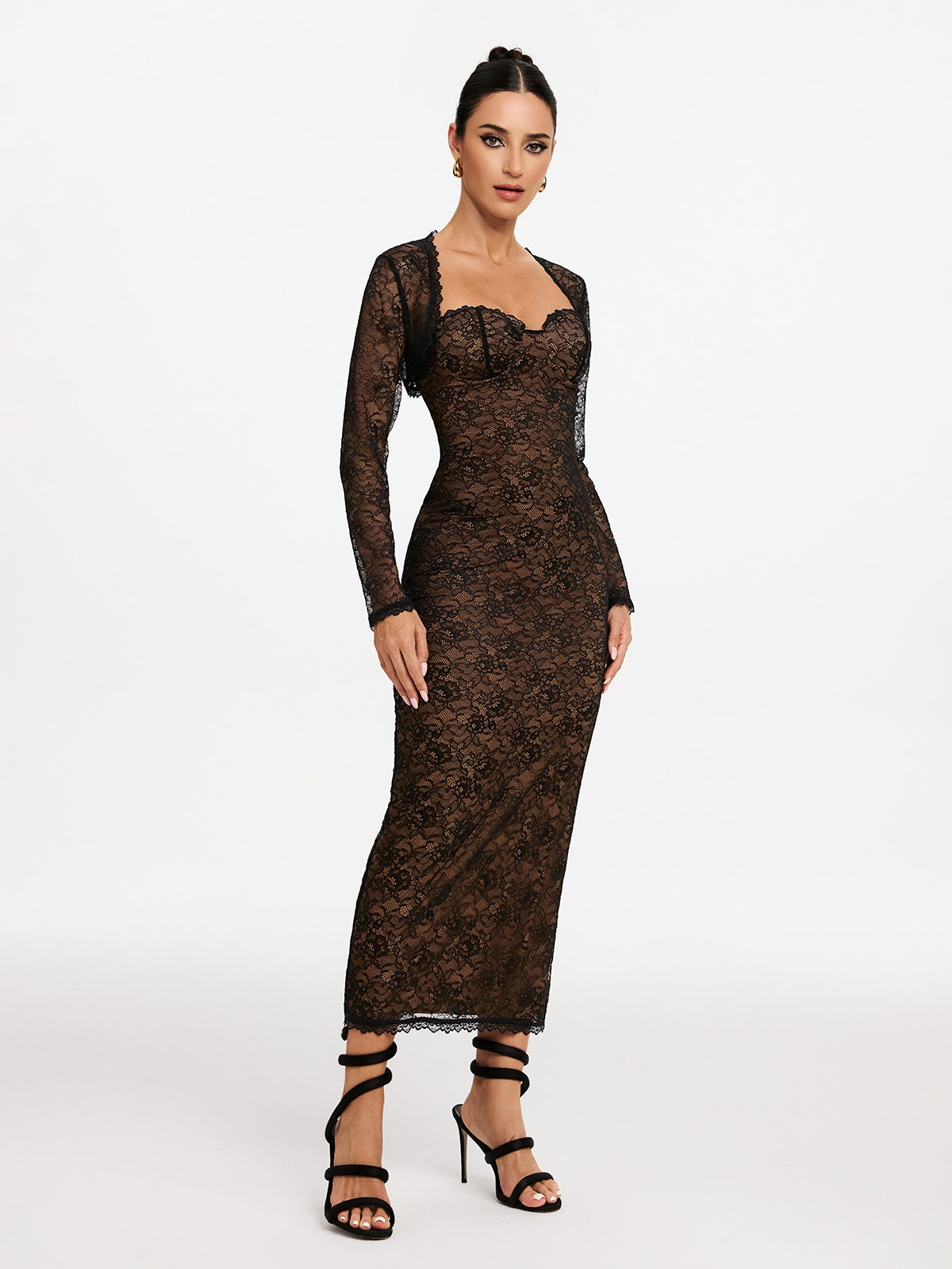 Ulthris Shawl Strapless Lace Maxi Dress