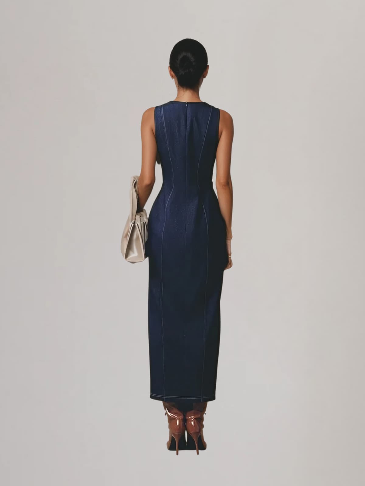 Ulvandis Button Up Split Denim Maxi Dress