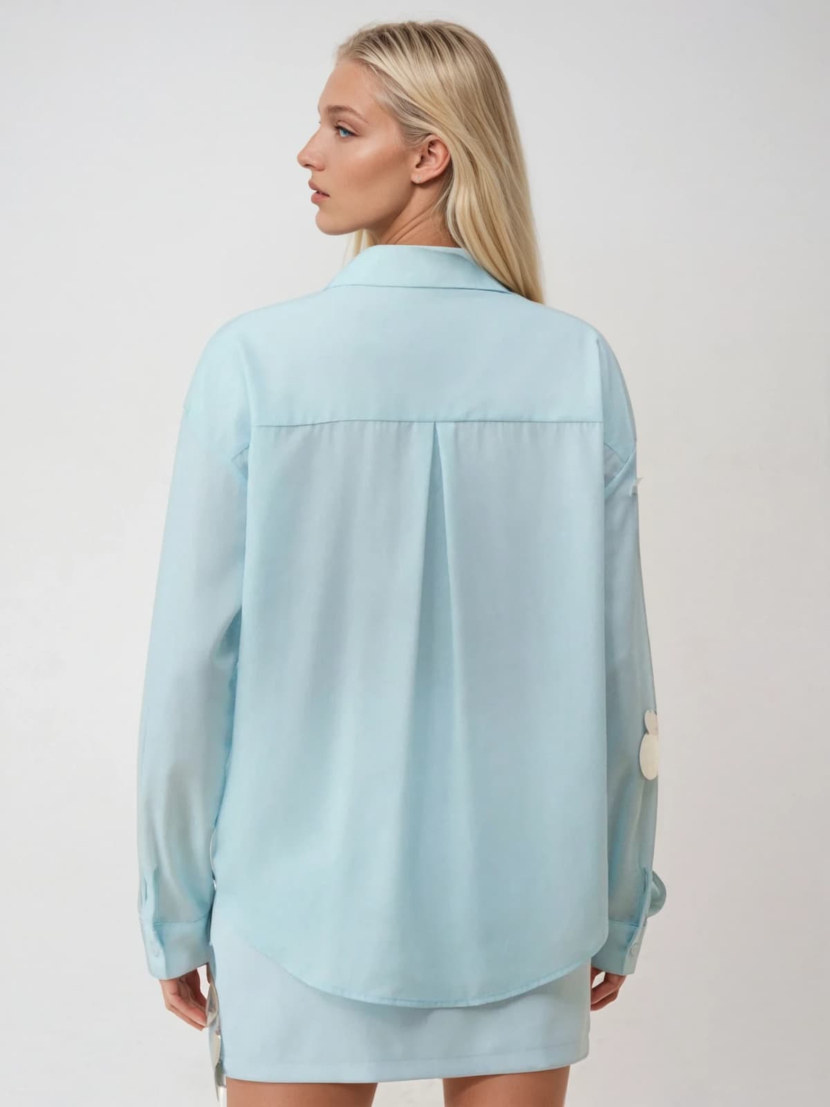 Uthara V Neck Sequin Skirt Set In Baby Blue