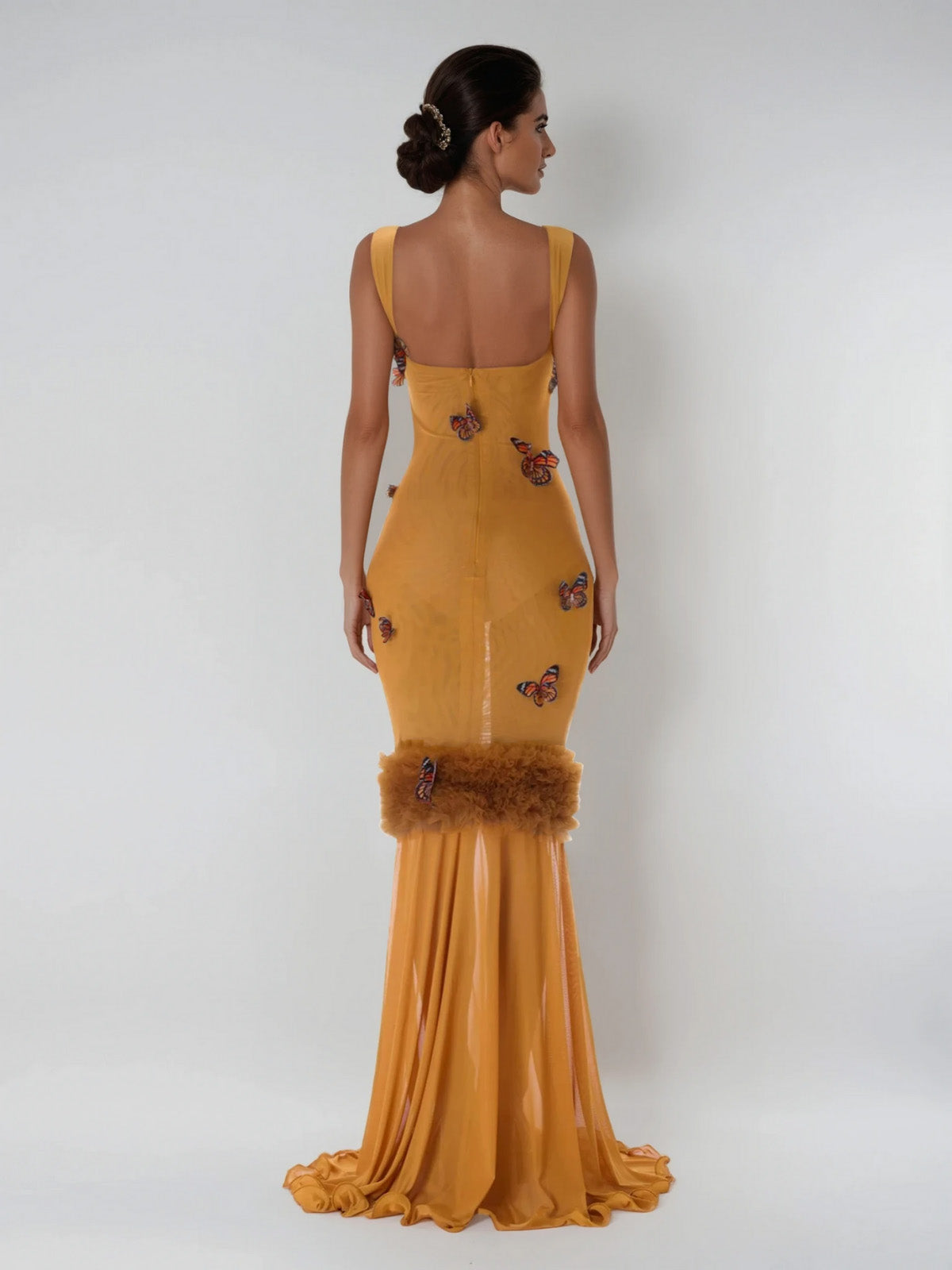 Uzgoth Cutout Butterfly Mesh Maxi Dress