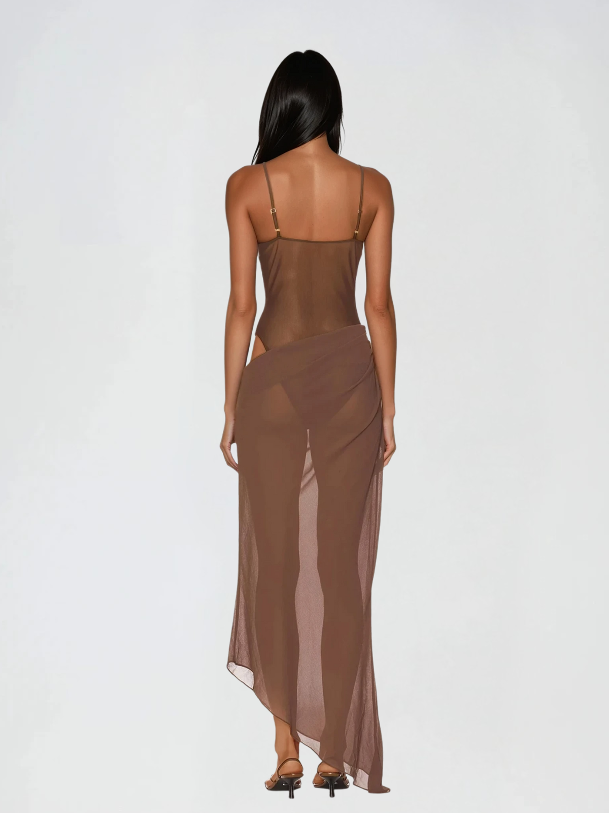 Uzzar Spaghetti Mesh Maxi Dress