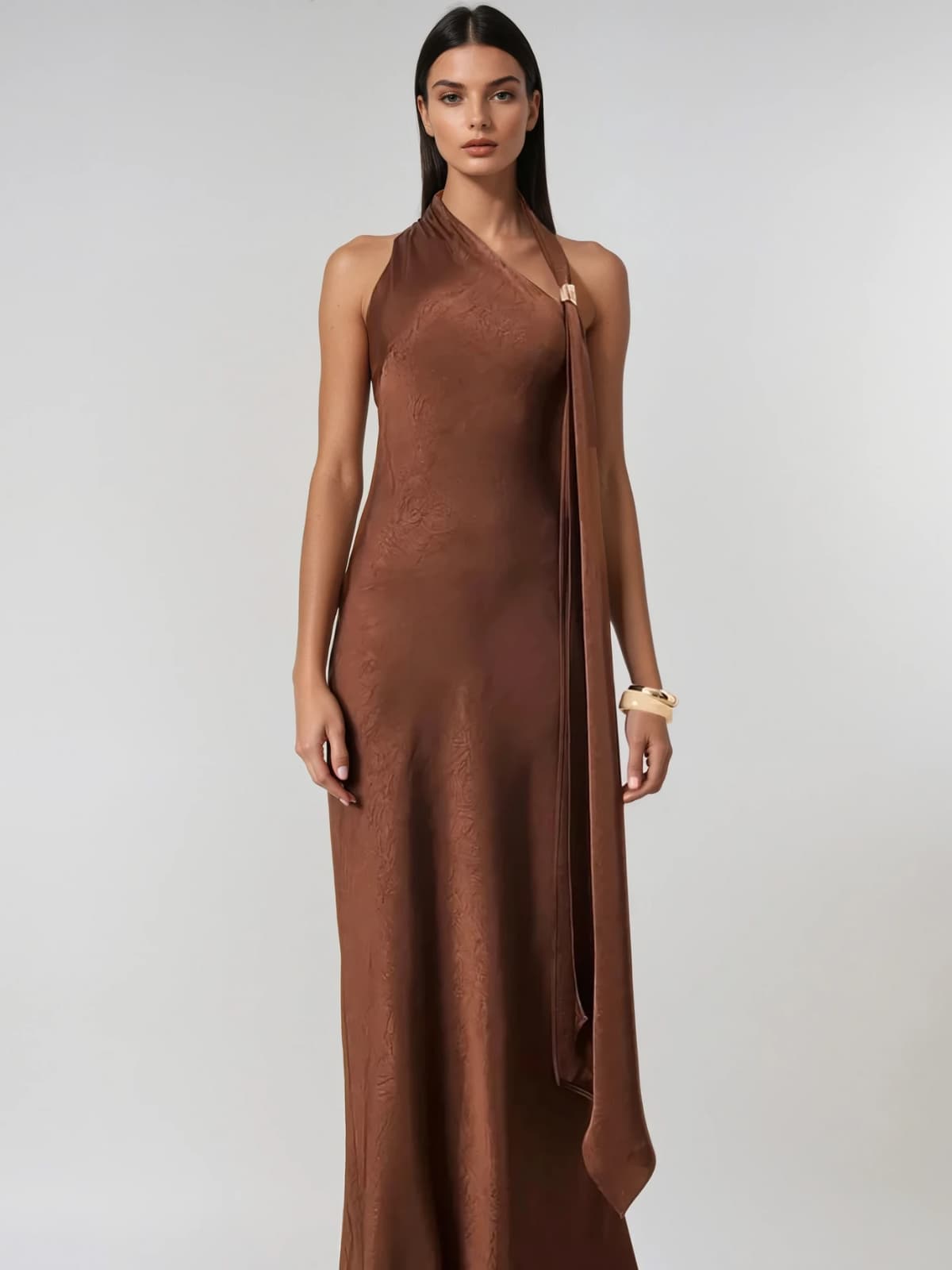 Vaeltric Halterneck Draped Maxi Dress