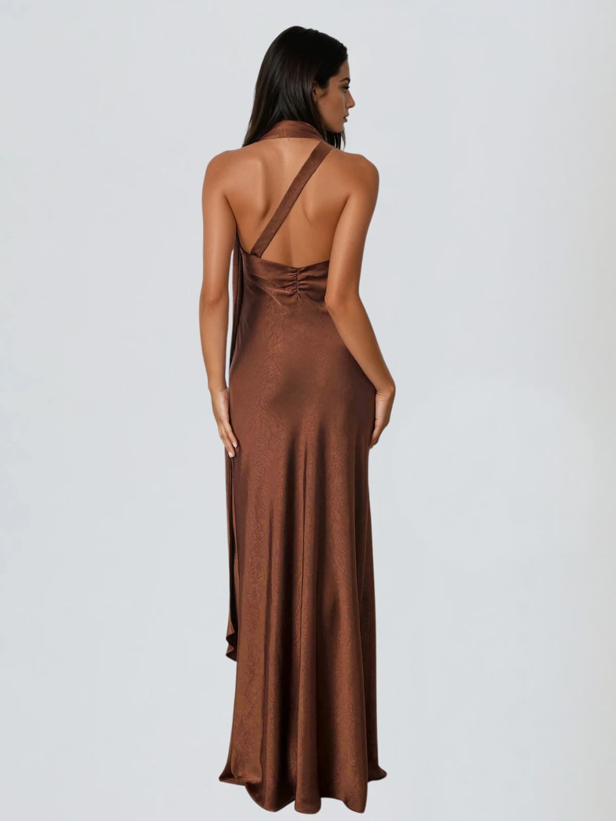 Vaeltric Halterneck Draped Maxi Dress