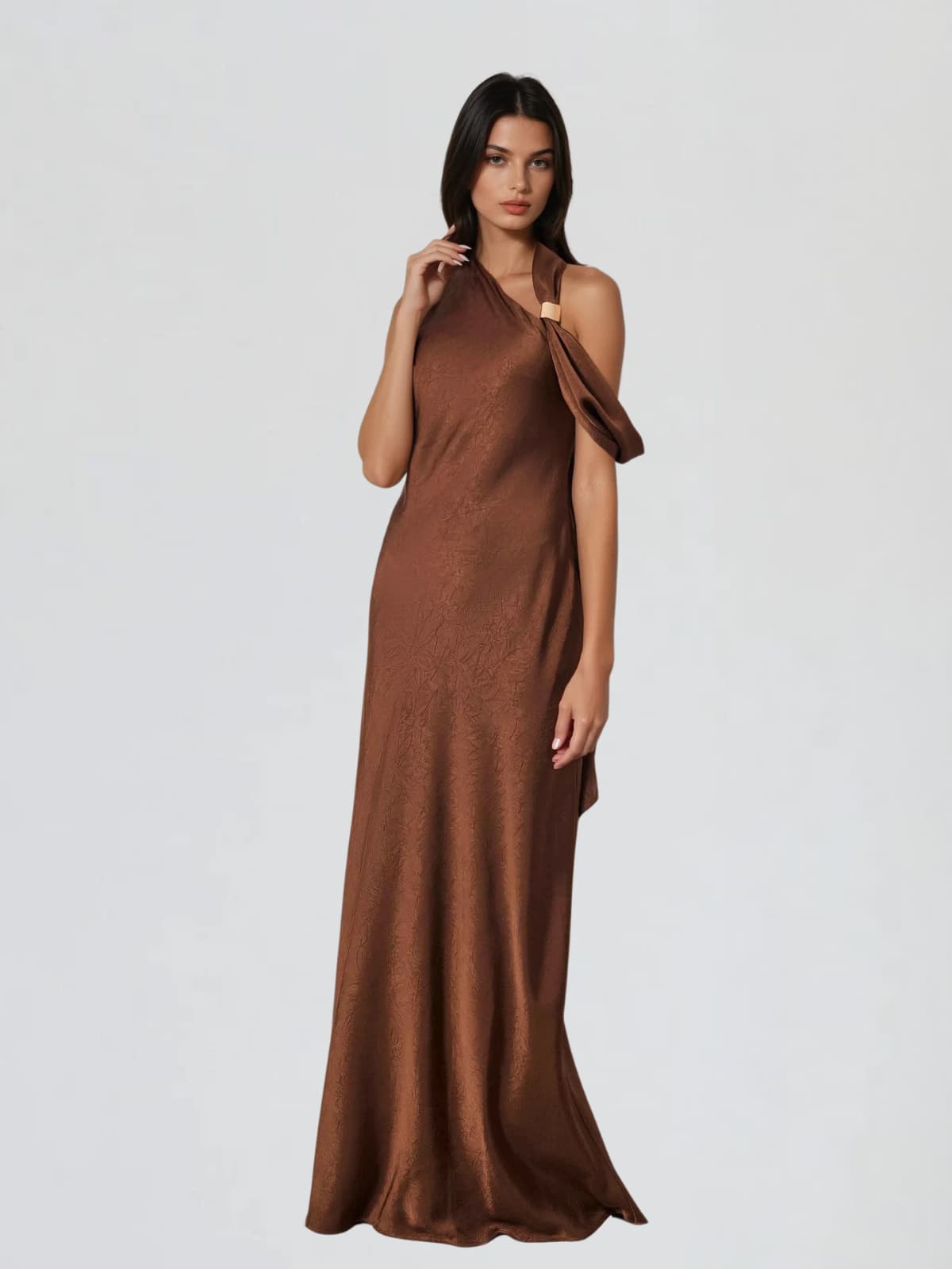 Vaeltric Halterneck Draped Maxi Dress