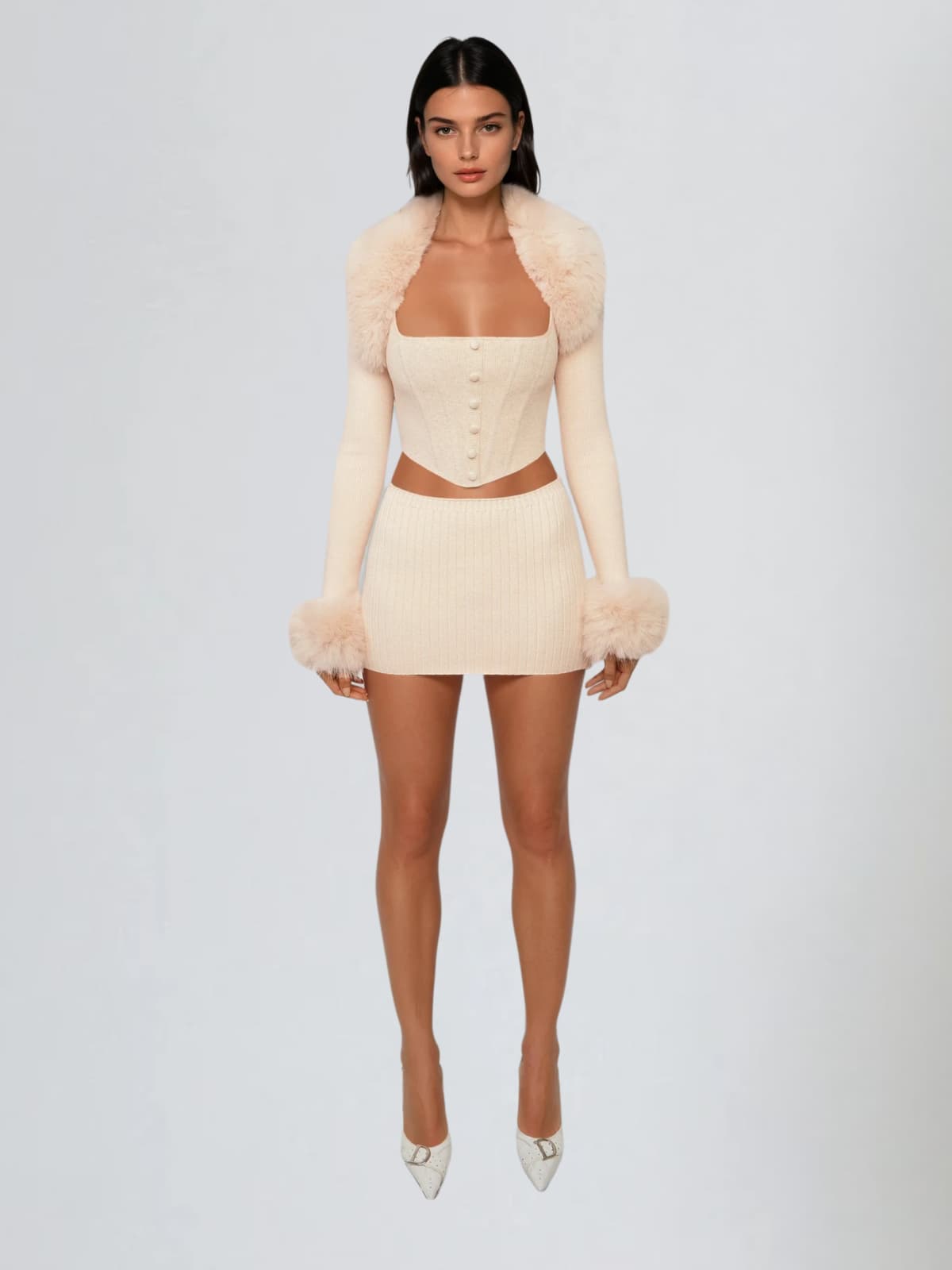 Vatheris Furry Knitted Top Set