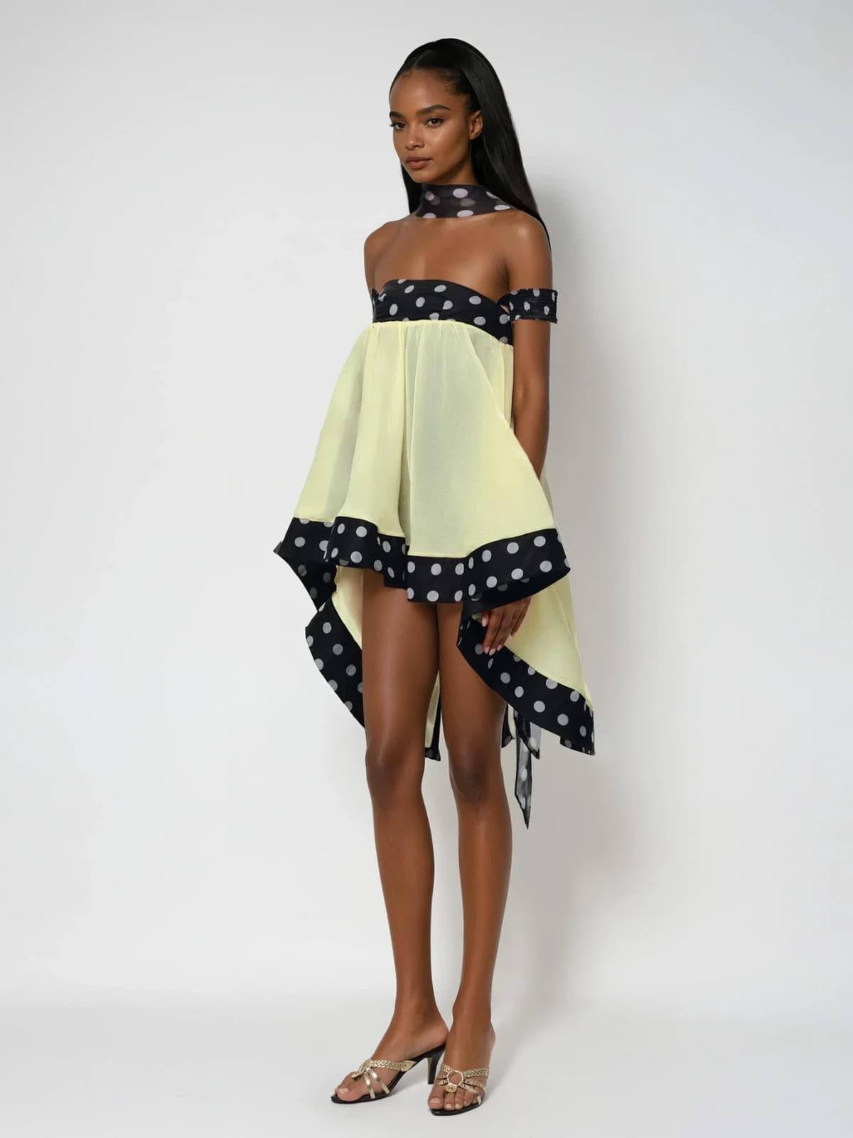 Velvandis Off Shoulder Dot Mini Dress