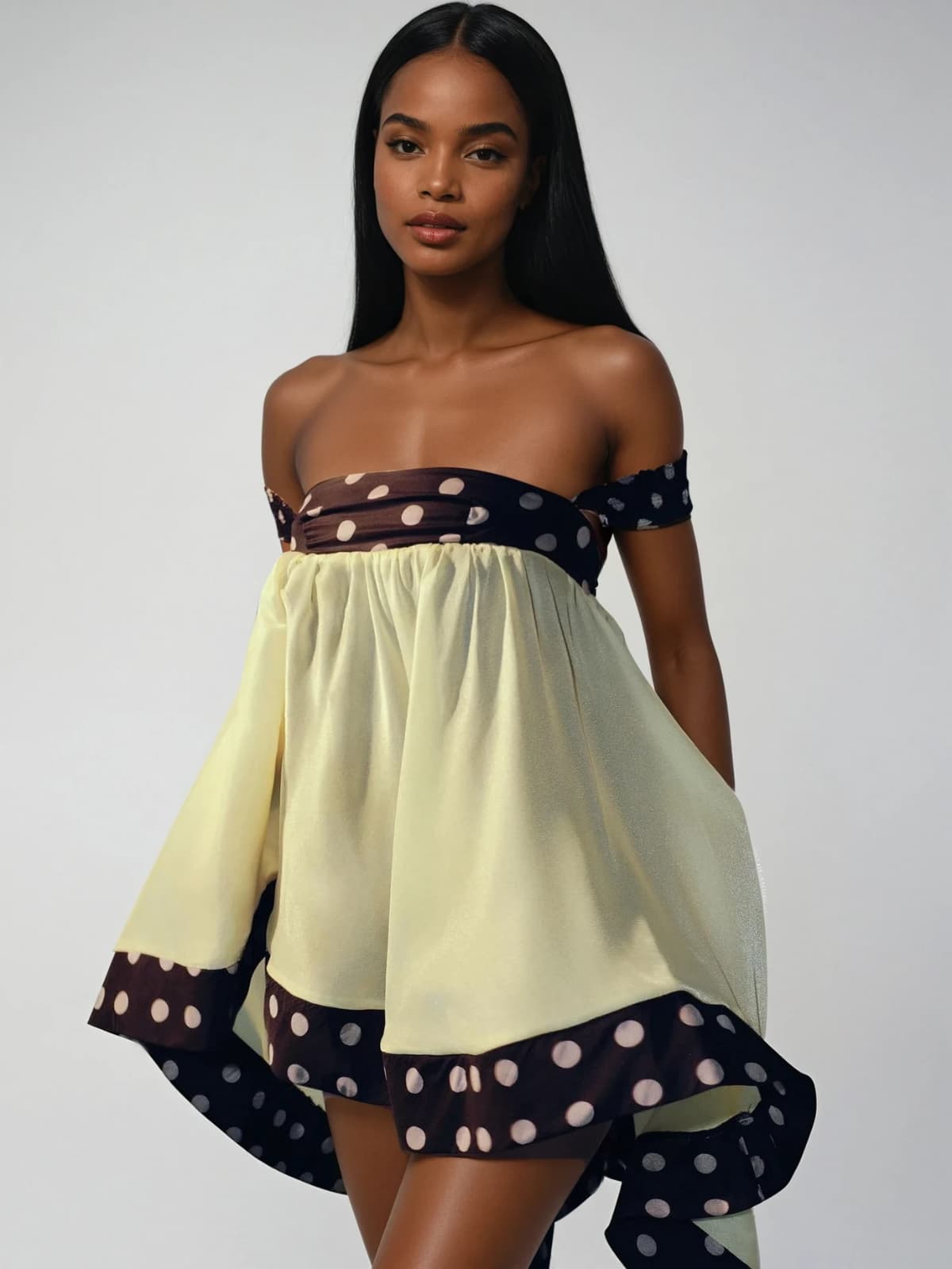 Velvandis Off Shoulder Dot Mini Dress