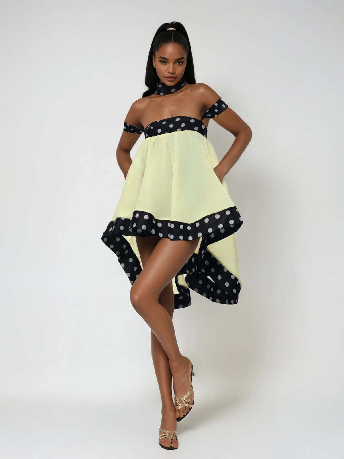 Velvandis Off Shoulder Dot Mini Dress