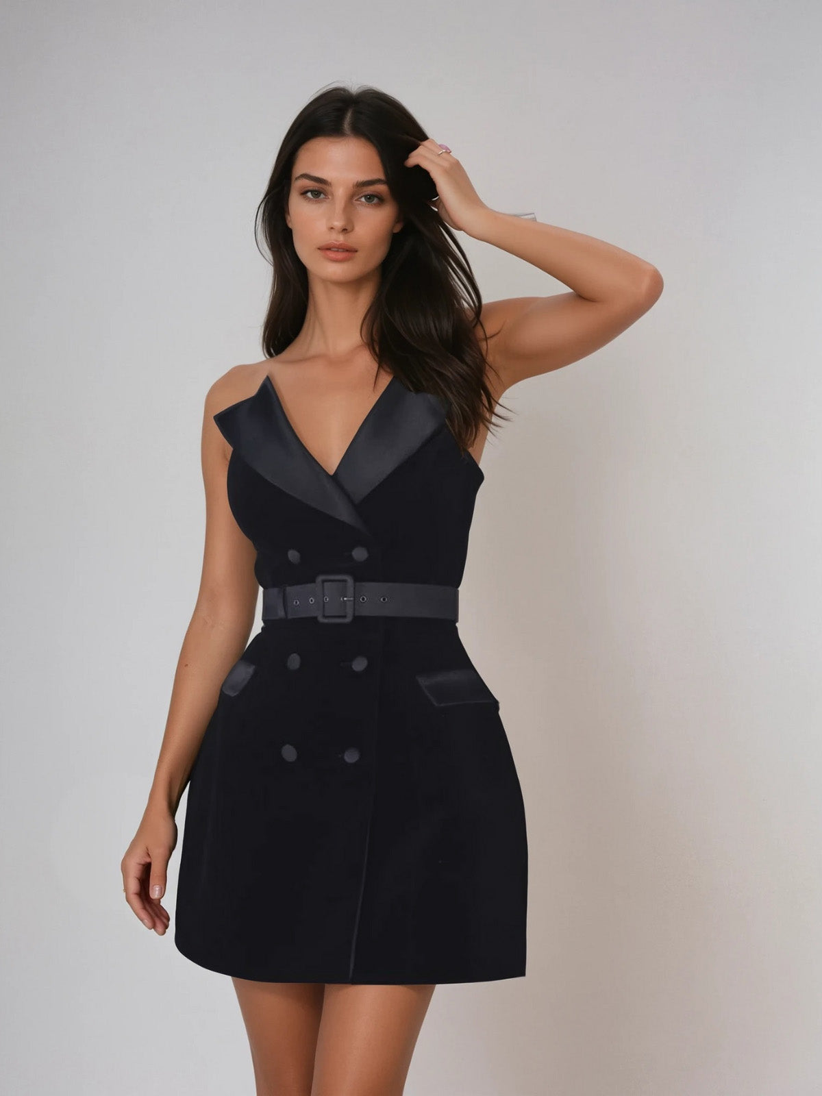 Velythra V Neck Velvet Mini Dress