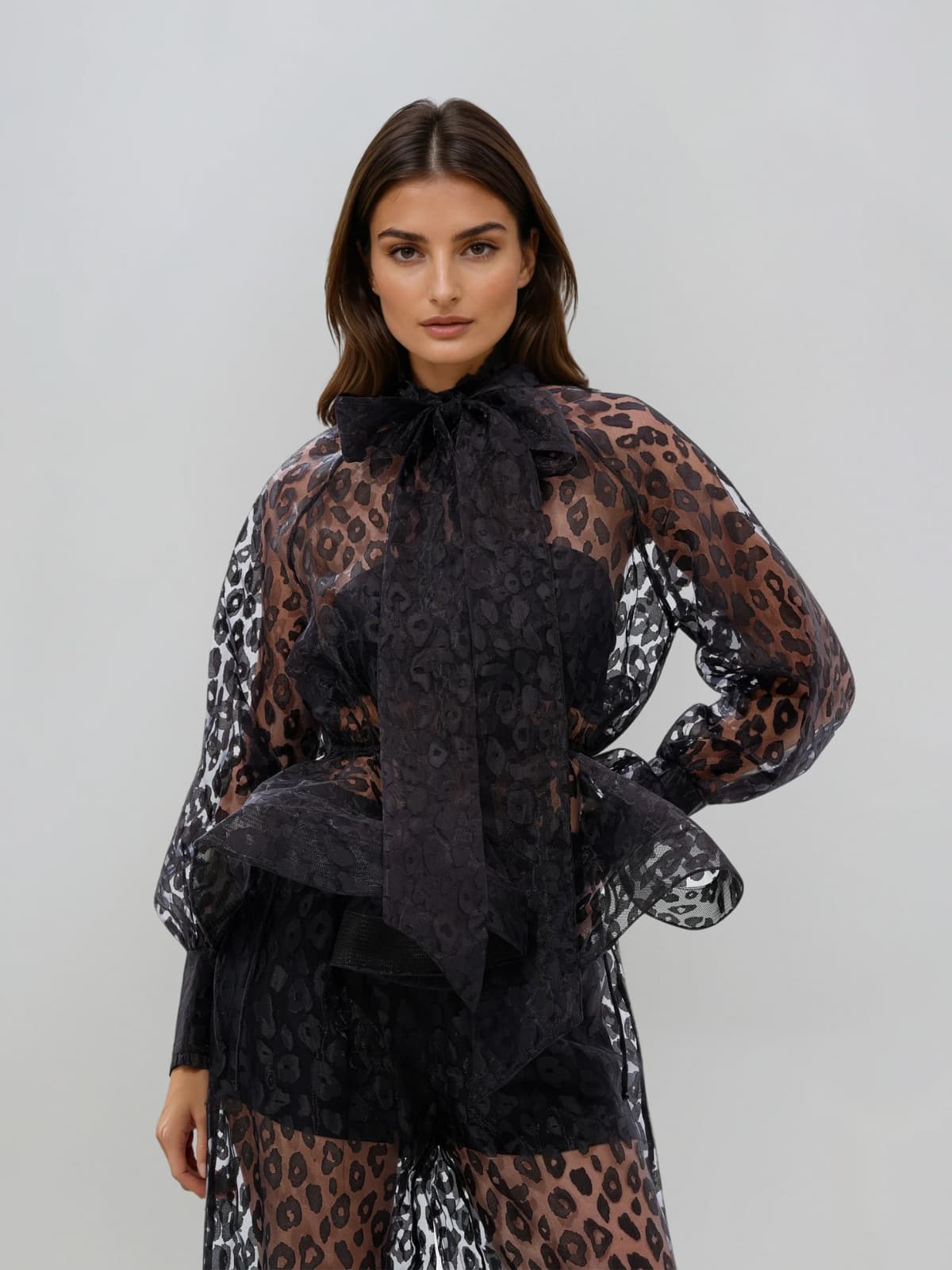 Vethara Bow Leopard Pants Set