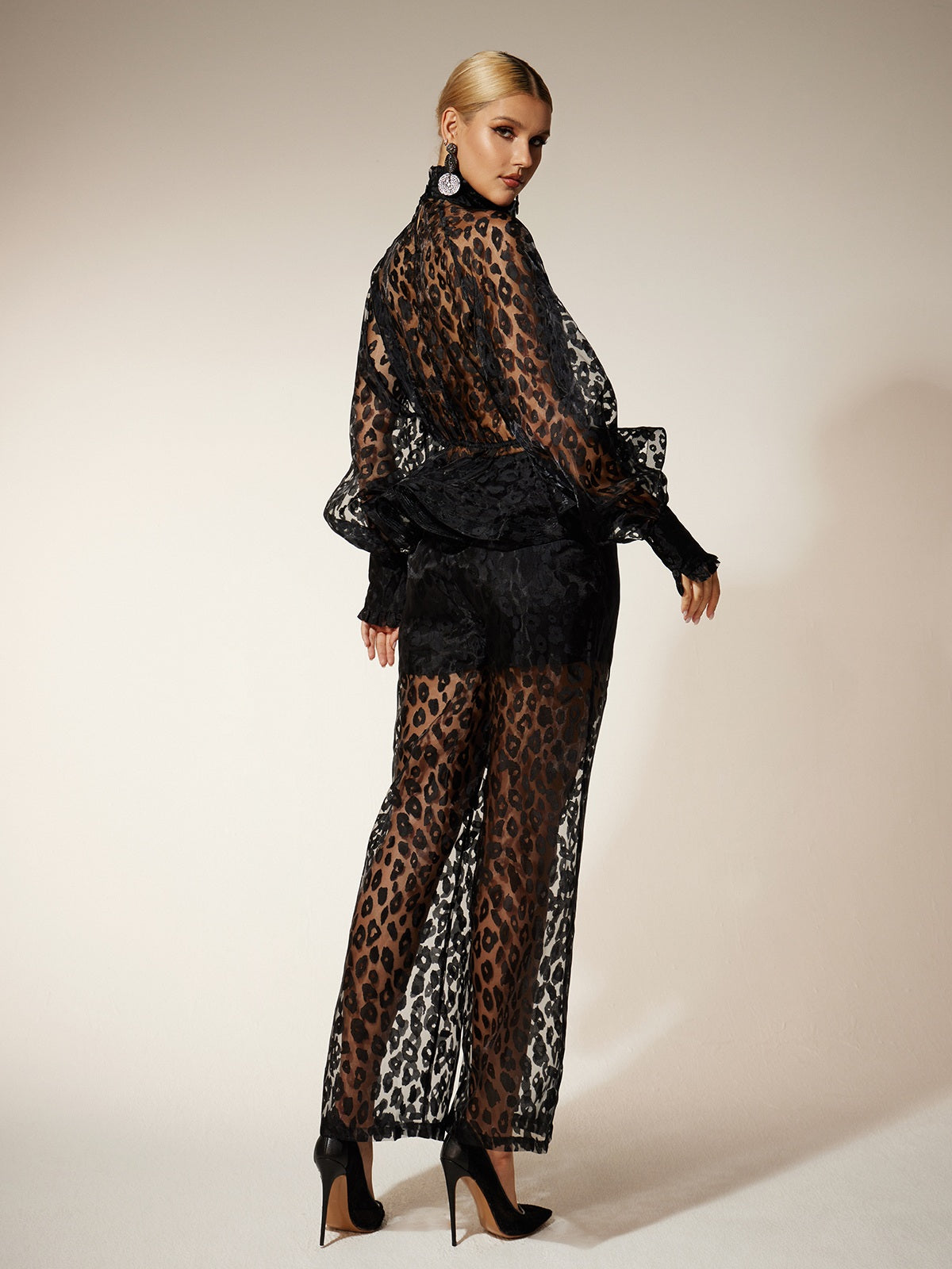 Vethara Bow Leopard Pants Set