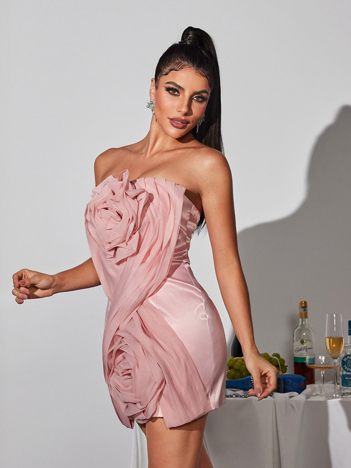 Viceroy Strapless Flower Mini Dress