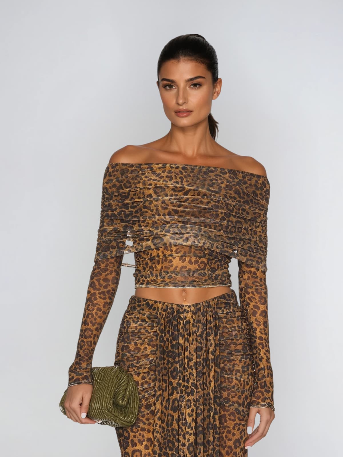 Vyxion Off Shoulder Draped Skirt Set
