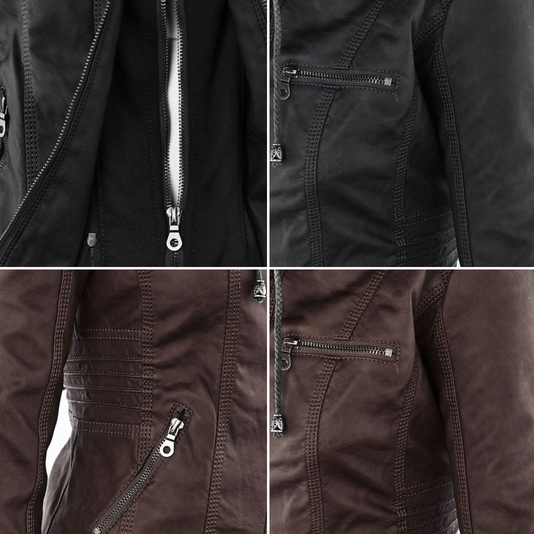 Stylish Hooded Leather Jacket