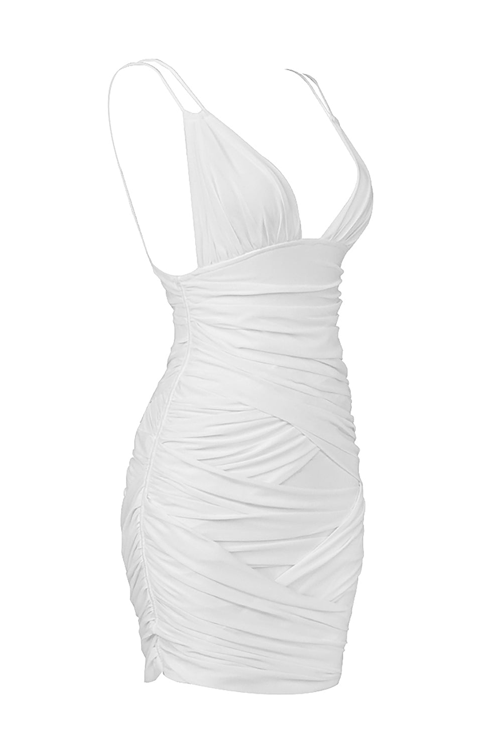 Mesh Pleated Spaghetti Strap Mini Dress