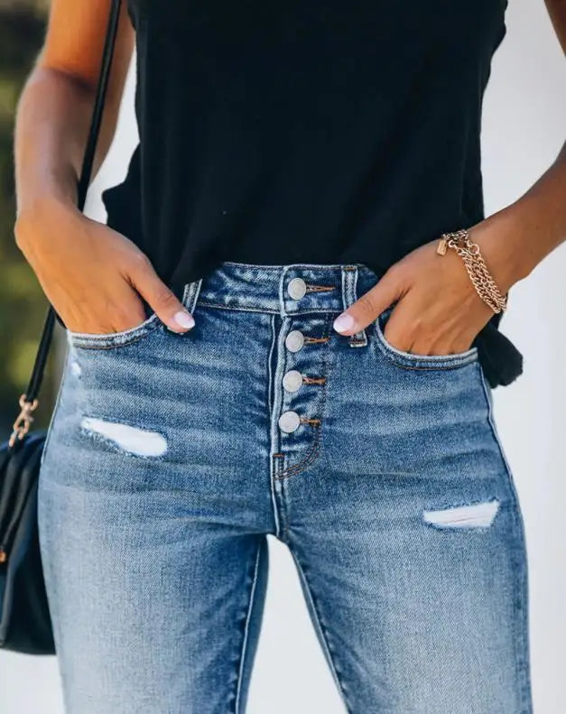 Autumn - Slim Fit Button Jeans
