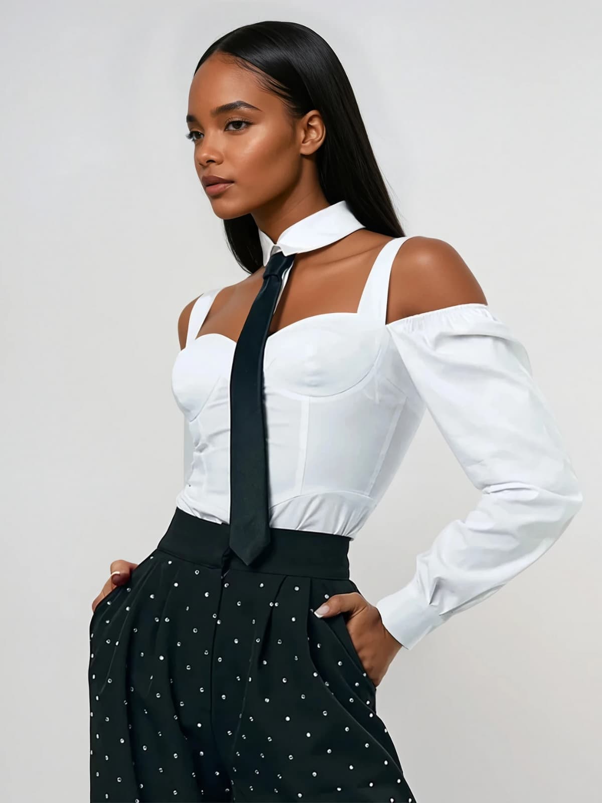 Wraza Off Shoulder Tie Shirt
