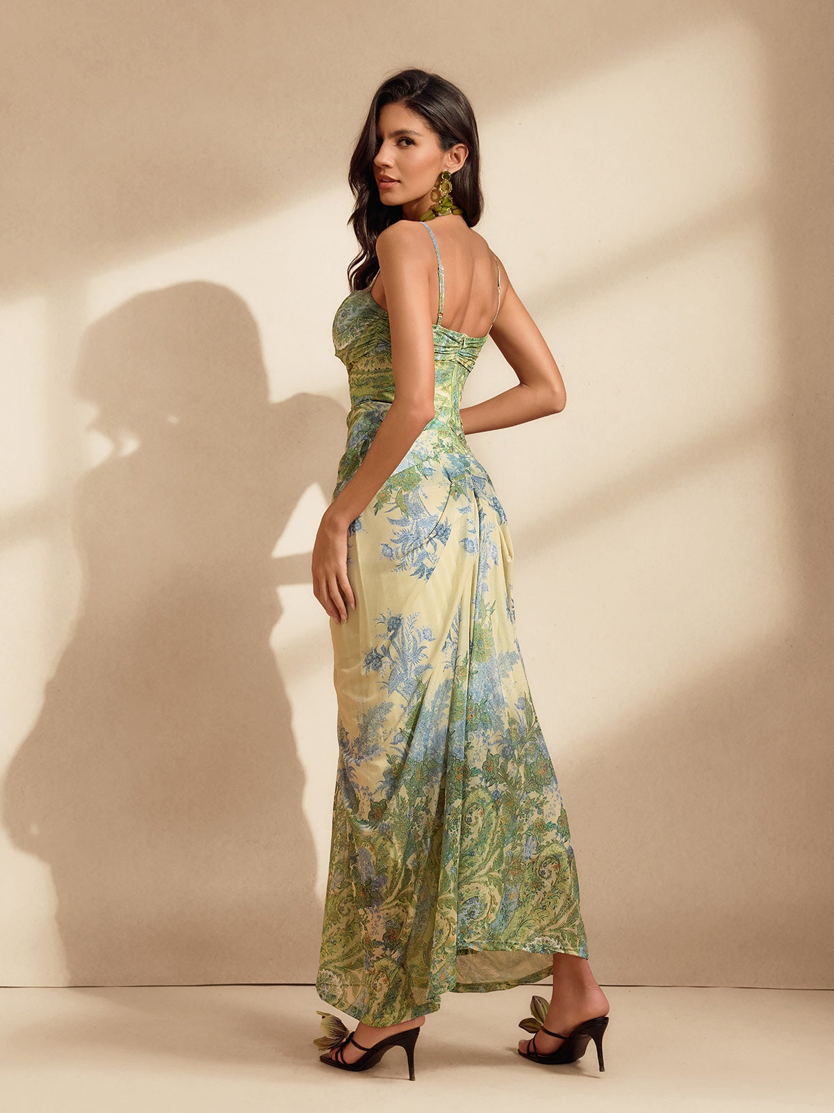 Wrythos Spaghetti Floral Maxi Dress