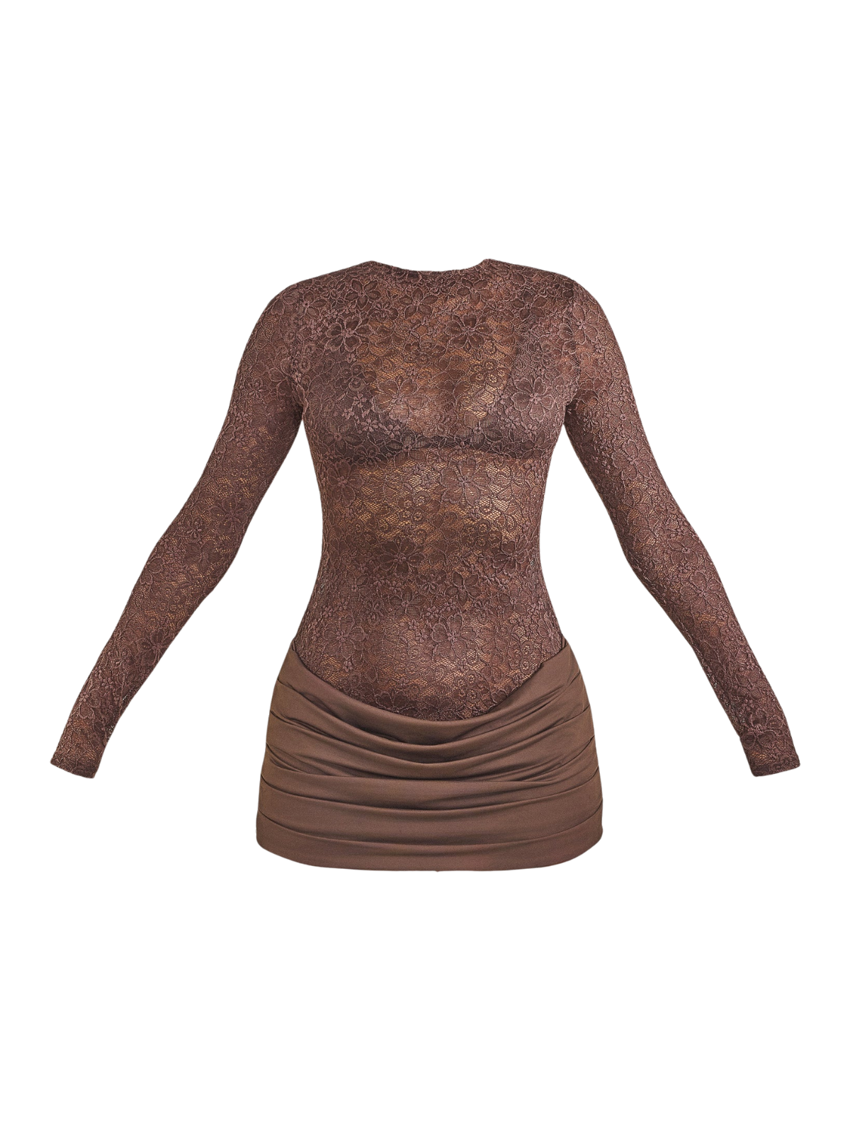 Wynth Lace Floral Ruched Mini Dress