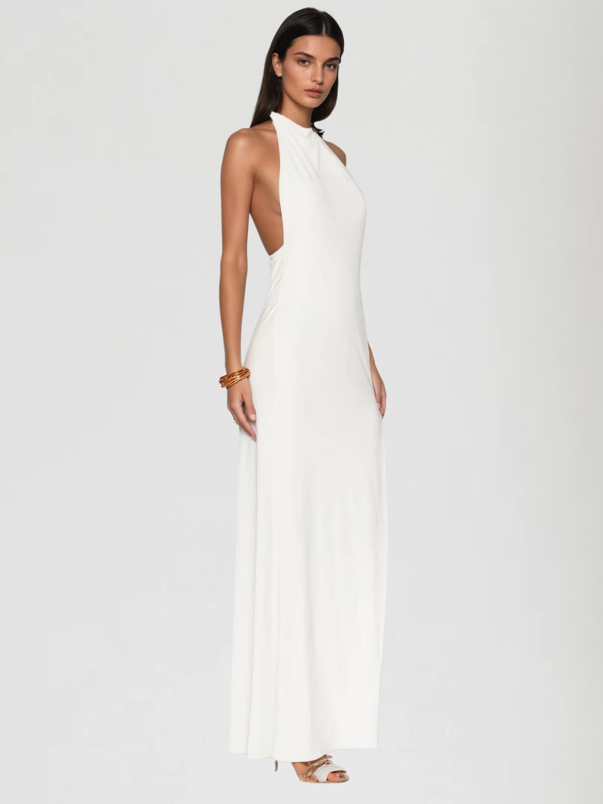 Wyssa Backless Cutout Split Maxi Dress